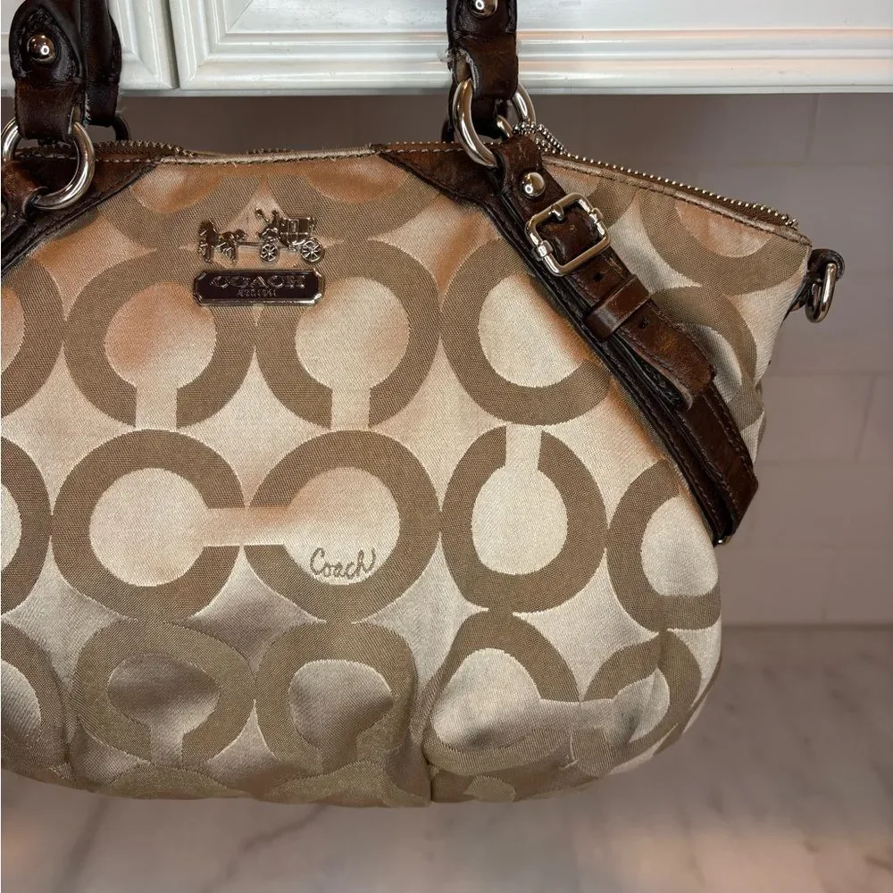 COACH Bag Purse Handbag Pocketbook Bag Madison Op Art Sophia Satchel #17693 - Picture 4 of 11